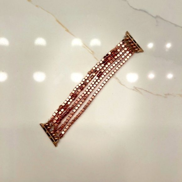 Apple Watch Band Rose Gold Elastic Beaded - Picture 1 of 2